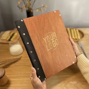 Porta Menu Personalizzato A4 con Logo, Cartella Menu in Legno Premium per Ristoranti, Bar, Caffè, Bevande, Matrimoni e Eventi - Product Image 5