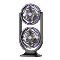 Ventilateur de bureau rechargeable USB 1200 mAh à double tête avec forte puissance de ventilation et lumière, emballage en boîte, usage domestique, best-seller en Afrique