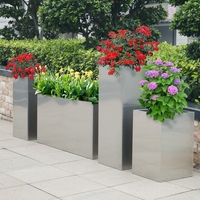 Macetas Rectangulares y Circulares de Acero Inoxidable de Lujo, Impermeables para Interiores/Exteriores, Formas y Tamaños Personalizables, Venta al Por Mayor