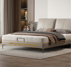 Demi-<span class=keywords><strong>lit</strong></span> en cuir moderne <span class=keywords><strong>de</strong></span> luxe avec coussin en plumes <span class=keywords><strong>de</strong></span> duvet cadre en bois massif et pieds en métal pour ensembles <span class=keywords><strong>de</strong></span> meubles <span class=keywords><strong>de</strong></span> chambre à coucher villa à la maison - Product Image 4