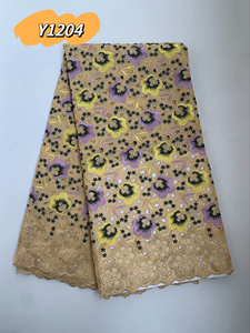 Tessuto Voile Svizzero 100% Cotone all'Ingrosso, Pizzo Africano con Fiori 3D e Perline, Ricamo Nigeriano Svizzero con Occhielli in Stile Francese - Product Image 6