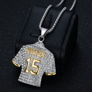 Hip Hop No.15 Mahomes fútbol Jersey mano impermeable deslustre libre Acero inoxidable joyería colgantes collares para hombre - Product Image 2