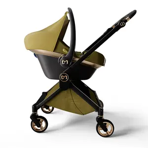 Carrinho de bebê multiuso para recém-nascidos com assento alto e vista alta, andador para viagens