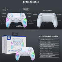 Control de Juego Inalámbrico BT RGB con Iluminación de 1000 mAh, Molde Privado, para Consola PS5 Slim Pro, Joystick con Tiras de Luz TURBO