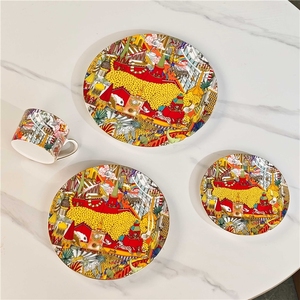 Creative Cartoon Animal Pattern Bone China American Style Dinnerware <b>Set</b> Coffee <b>Cup</b> Dim Sum Steak Plates Milk Tea <b>Cup</b> - Product Image 5
