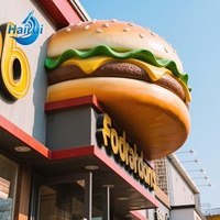 Sculpture de hamburger créative, simulation de modélisation, matériau en résine, ornement d'extérieur, panneau de porte et décoration de kiosque de vente