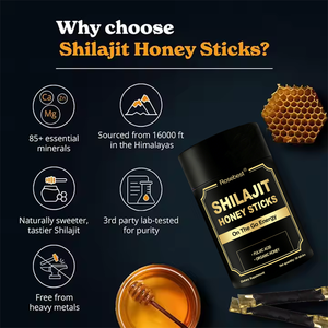 Pacote Personalizado por Atacado de Bastões de Resina Shilajit Orgânica Pura, 30 Bastões de Shilajit do Himalaia com Mel Orgânico para Homens - Product Image 4