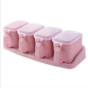 4 Stück Set Kunststoff deckel Gewürz box Gewürz box Kunststoff Küchen bedarf Gewürz regal Salz Pfeffer Vorrats behälter - Product Image 1