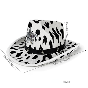 Party Star Cowgirl Hat <b>Halloween</b> Costume <b>Accessories</b> Women Cow Print Western Cowboy Hat - Product Image 2