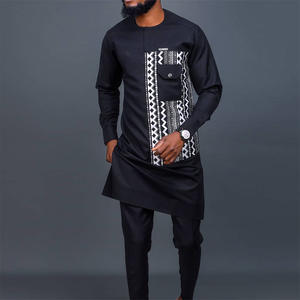 Dashiki de solapa blanca de verano informal para hombre, estilo africano transpirable hecho de poliéster cómodo para jóvenes, modelo de comercio exterior - Product Image 4