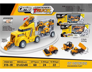 Zhiqu Toys Aleación Almacenamiento Ingeniería Vehículo Set Modelos preconstruidos <span class=keywords><strong>Hobby</strong></span> Caja de regalo de mano para niños Venta al por mayor Carretilla elevadora Excavadora - Product Image 3