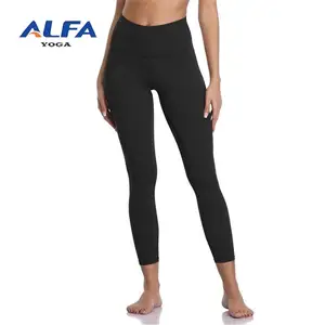 Alfa Celana Yoga Wanita, Celana Yoga Wanita Pinggang Tinggi Lembut 78 Legging Panjang