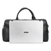 Sac de sport de nuit en cuir de veau noir pleine fleur personnalisé avec compartiment à chaussures, sac de voyage en cuir véritable
