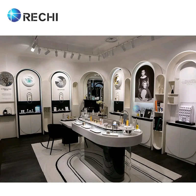 RECHI makyaj salonu mağaza iç tasarım kozmetik vitrini güzellik salonu mobilya parfüm ekran Kiosk makyaj mağazası tasarımı