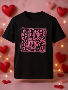 T-Shirt Unisex per San Valentino con Motivo d'Amore, Manica Corta, Collo Tondo, Design Casual con Stampa Animalier, Tessuto Jersey Morbido - Product Image 2