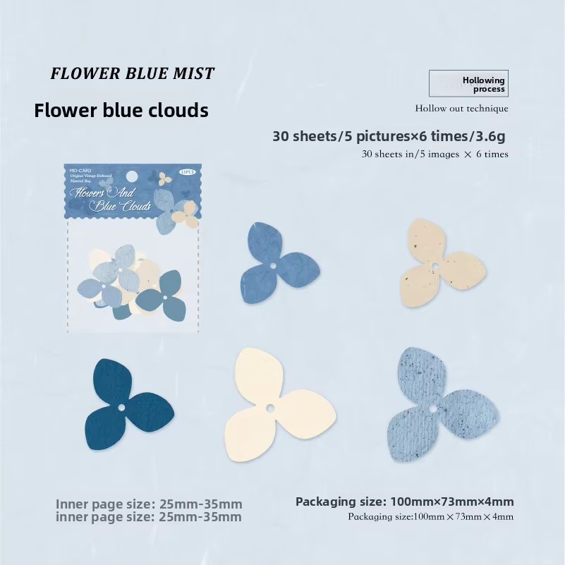 Un nuage bleu fleuri - blanc