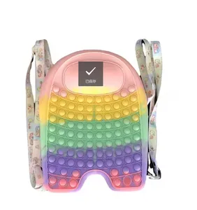 Gran oferta, a la moda monedero de gel de sílice, bolso encantador para hacer estallar, es un juguete antiestrés y un bolso escolar, regalo para niños, venta al por mayor