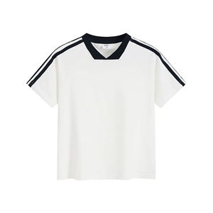 เสื้อคอวีแนวสปอร์ตสำหรับผู้หญิงเสื้อลายขวางน้ำหนักเบาระบายอากาศได้ดี260gsm - Product Image 1