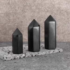 Columna Hexagonal Geométrica Tallada a Mano, Shungita Natural Sólida y Duradera, Mineral Místico Espiritual, Decoración para el Hogar y Escritorio - Product Image 3