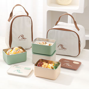 Juego de fiambrera portátil de acero inoxidable con bolsa aislada y juego de cubiertos para niños, fiambrera de preparación de comidas para niños - Product Image 1