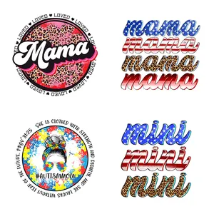 Customized Mama Heat Transfer Logo Heat Transfer Labels Plastisol Dtf Transfers Designs Ready To Press For T Shirts