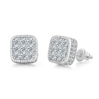 Boucles d'oreilles clous tendance à visser, carrées, style Hip Hop Iced Out Micro Pave, en cuivre plaqué or, vente en gros pour femmes