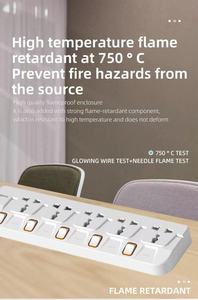 Enchufe de Mesa con 5 Tomas de Corriente, 10A, Interruptores de Sobrecarga, Obturador de Seguridad, Material Ignífugo para Uso en el Hogar y la Oficina, Venta al por Mayor de Fábrica - Product Image 4