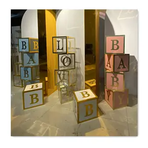 Lettres personnalisées Designs ABC Acrylique Baby Shower Coffrets cadeaux Décoration de fête Boîte aux lettres transparente