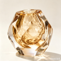 Mini vase Art Déco en cristal K9 taillé à la main avec motif tourbillon vert pour la décoration de table à la maison et comme cadeau de Bar Mitzvah