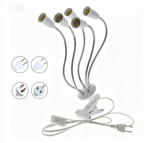 Support de lampe à pince 5 têtes, douille de lampe de bureau flexible à 360 degrés, douille E27 avec interrupteur marche/arrêt, prise US EU UK, col de cygne à clipser - Product Image 1