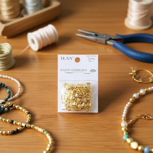 Perline in metallo ILAN 3x6mm cilindriche color oro per la creazione di gioielli e accessori - Product Image 3