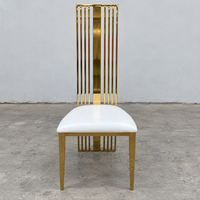 Chaise de banquet haut de gamme en acier inoxydable doré, dossier en queue de poisson, siège en PU, vente en gros pour mariages