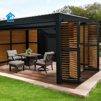 Gazebo de jardin réglable en plein air, pergola bioclimatique moderne personnalisée, motorisée, en aluminium, à lames orientables, en verre, automatique, rétractable