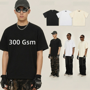 Heavyweight 300G Cotton T-shirt Mens Streetwear Oversized Boxy Fit Blank Tee Low Cost Printed Custom Logo Manufacturer TKAN851 - Product Image 1
