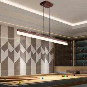 SKD Sunsir noir noyer couleur linéaire suspension moderne grain de bois métal plafond suspension lampe minimaliste LED suspension - Product Image 6