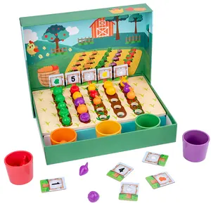 Vegetables Fruits Color Classification Cup Wooden Toy Counting Shape Matching Farm Game