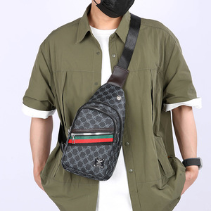 Men's Chest Bag Lightweight Water Resistant PU Crossbody Bag For Business Travel Dark Gray Black Light Gray Khaki - Product Image 3