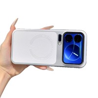 Étui de téléphone magnétique en cuir texturé PC avec design de protection argenté titane pour 17 Pro Max et Redmi K90 Pro Max