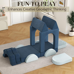 Ensemble de canapés modulaires pour enfants en tissu avec mousse haute élasticité et accoudoirs pour jouer et apprendre en intérieur - Product Image 3