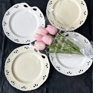 <span class=keywords><strong>Assiette</strong></span> à dîner rétro <span class=keywords><strong>creuse</strong></span> en céramique gaufrée française créative Steak pâtes Dessert dîner plateau de service mariage Restaurant vaisselle - Product Image 6