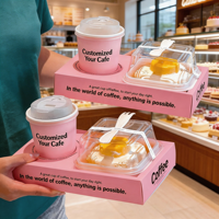 Boîtes d'emballage personnalisées en papier de qualité alimentaire pour sandwichs, gâteaux, cafés, boulangeries, hôtels, cadeaux de mariage, écologiques