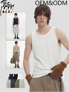 Débardeur en coton uni à col rond pour homme, 300g, sportif, respirant, résistant à l'usure, pour l'été, fabriqué en Chine - Product Image 3