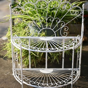 Portavasi <span class=keywords><strong>da</strong></span> Esterno in Ferro Battuto a Due Livelli, Semicircolare, Bianco, Stile Francese Minimalista, per <span class=keywords><strong>Balcone</strong></span> e Giardino, per <span class=keywords><strong>Piante</strong></span> Grasse e Fiori - Product Image 3