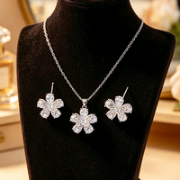 Ensemble de bijoux personnalisé OEM ODM 2026, ensemble de bijoux de mariage en zircone cubique, ensemble de bijoux minimaliste, collier et boucles d'oreilles pour femmes