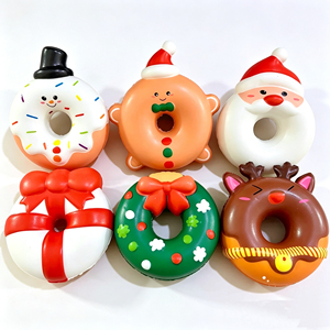 Christmas Eco Friendly Factory Soft PU Foam Mini Donut Squishy Toy for Snowman Squeeze Cartoon Anxiety Relief Slow - Product Image 1