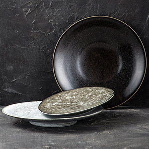 Assiette de table en céramique émaillée réactive mouchetée, assiettes rustiques en porcelaine pour hôtels, restaurants, vaisselle de haute qualité, vente en gros - Product Image 3