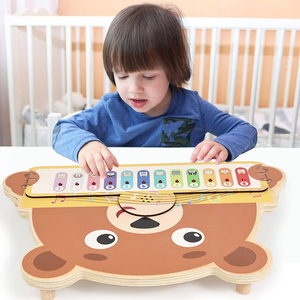 Jouet musical éducatif pour garçons et filles, <span class=keywords><strong>piano</strong></span> en bois en forme d'ours pour enfants, <span class=keywords><strong>piano</strong></span> numérique d'apprentissage préscolaire pour tout-petits - Product Image 3