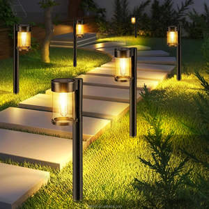 Lampes solaires d'extérieur Alecter en métal et verre, étanches, pour allées, jardins et décorations paysagères - Product Image 1