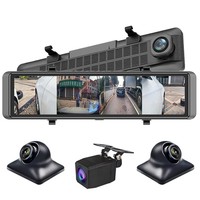 4K 360 °   Caméra embarquée avec écran 12 pouces, quatre canaux, ADAS, BSD et GPS pour le stationnement