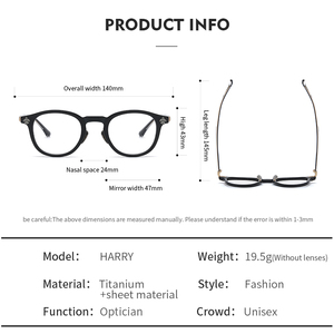 <span class=keywords><strong>Harry</strong></span> Fashion Lunettes de vue en métal anti-lumière bleue Lunettes de vue en métal avec monture polygonale à ressort Lunettes de vue miroir plat - Product Image 6